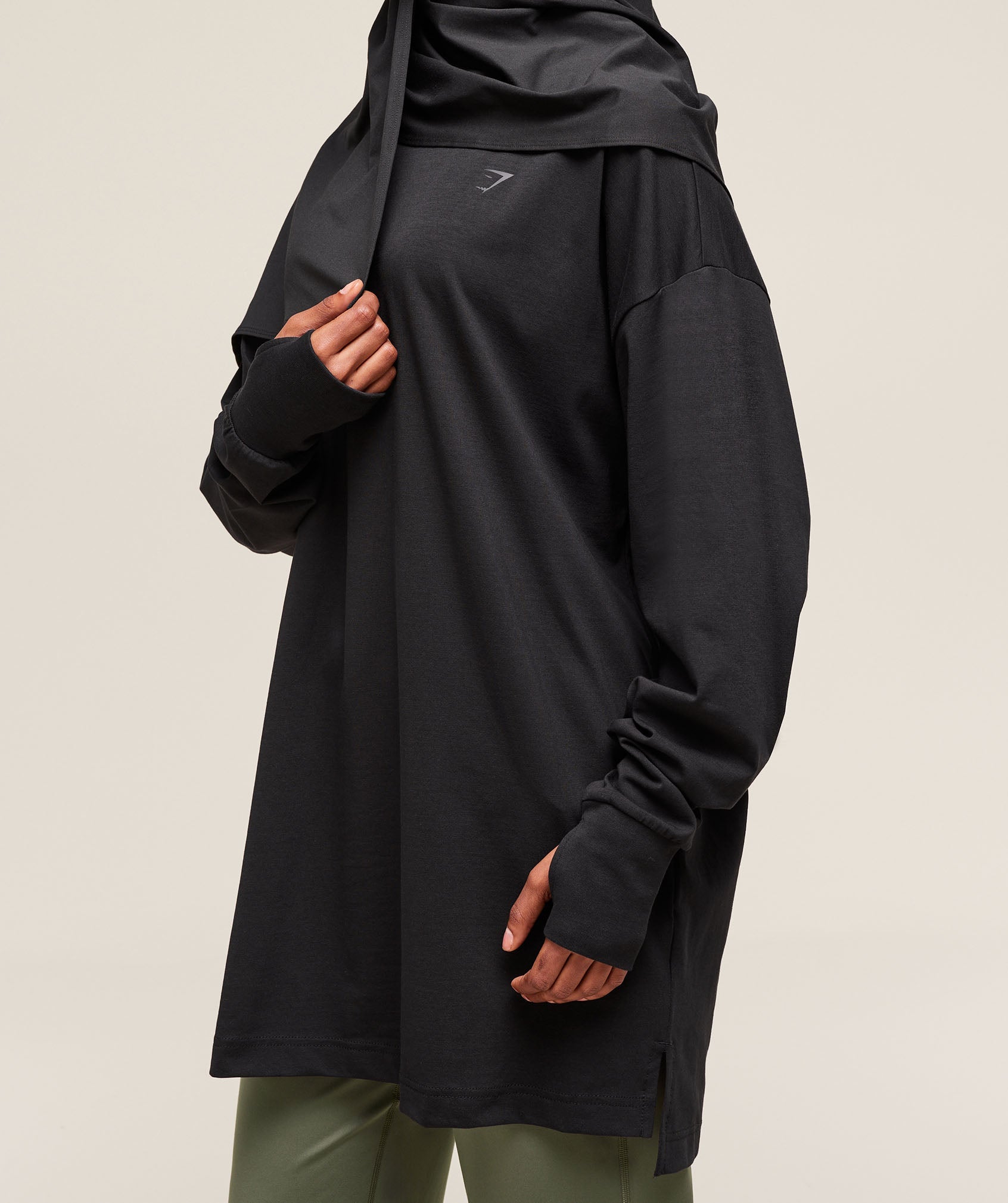 Covered Longline Cotton Long Sleeve Top Oversized Fit - Image 3