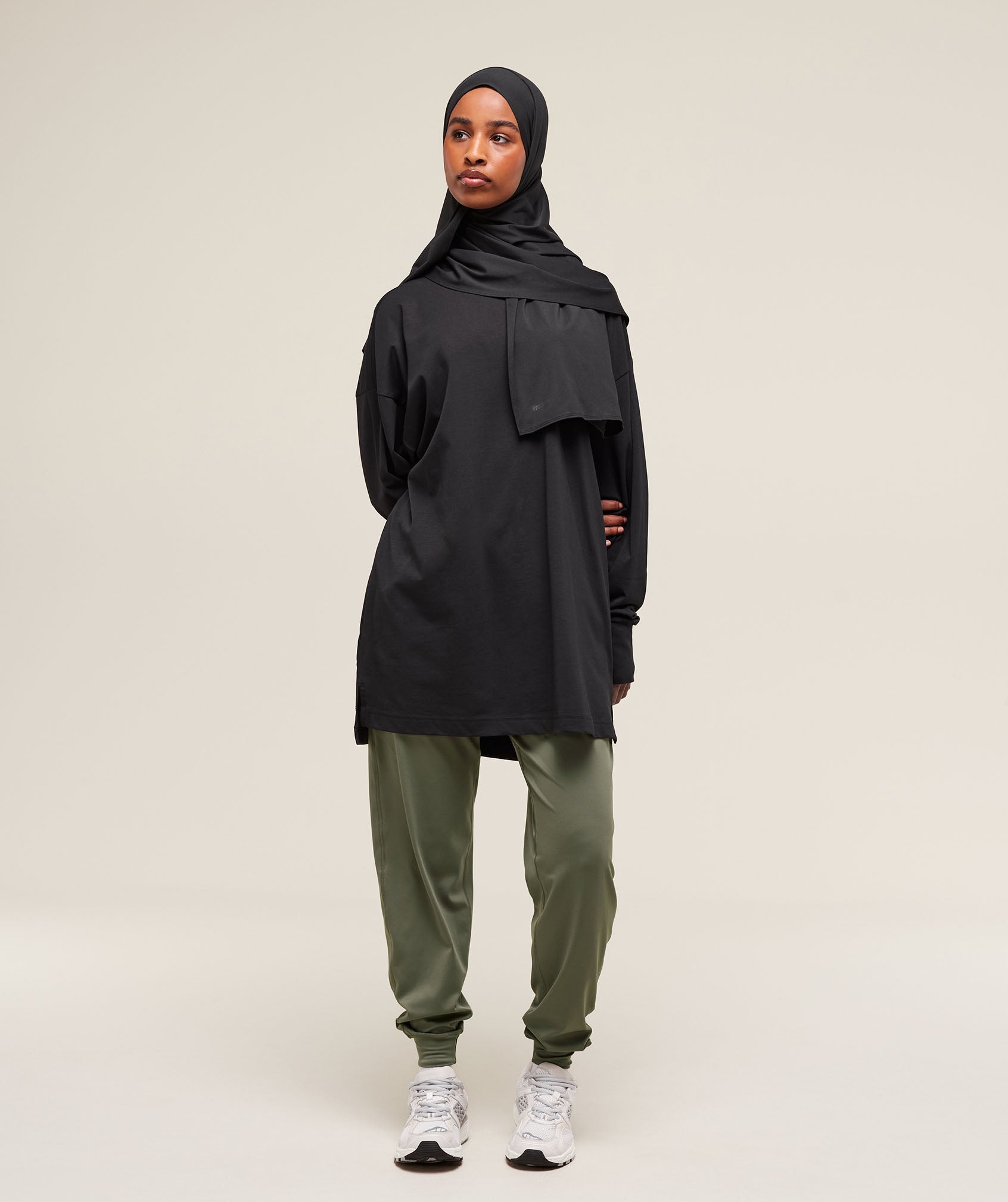 Covered Longline Cotton Long Sleeve Top Oversized Fit - Image 4