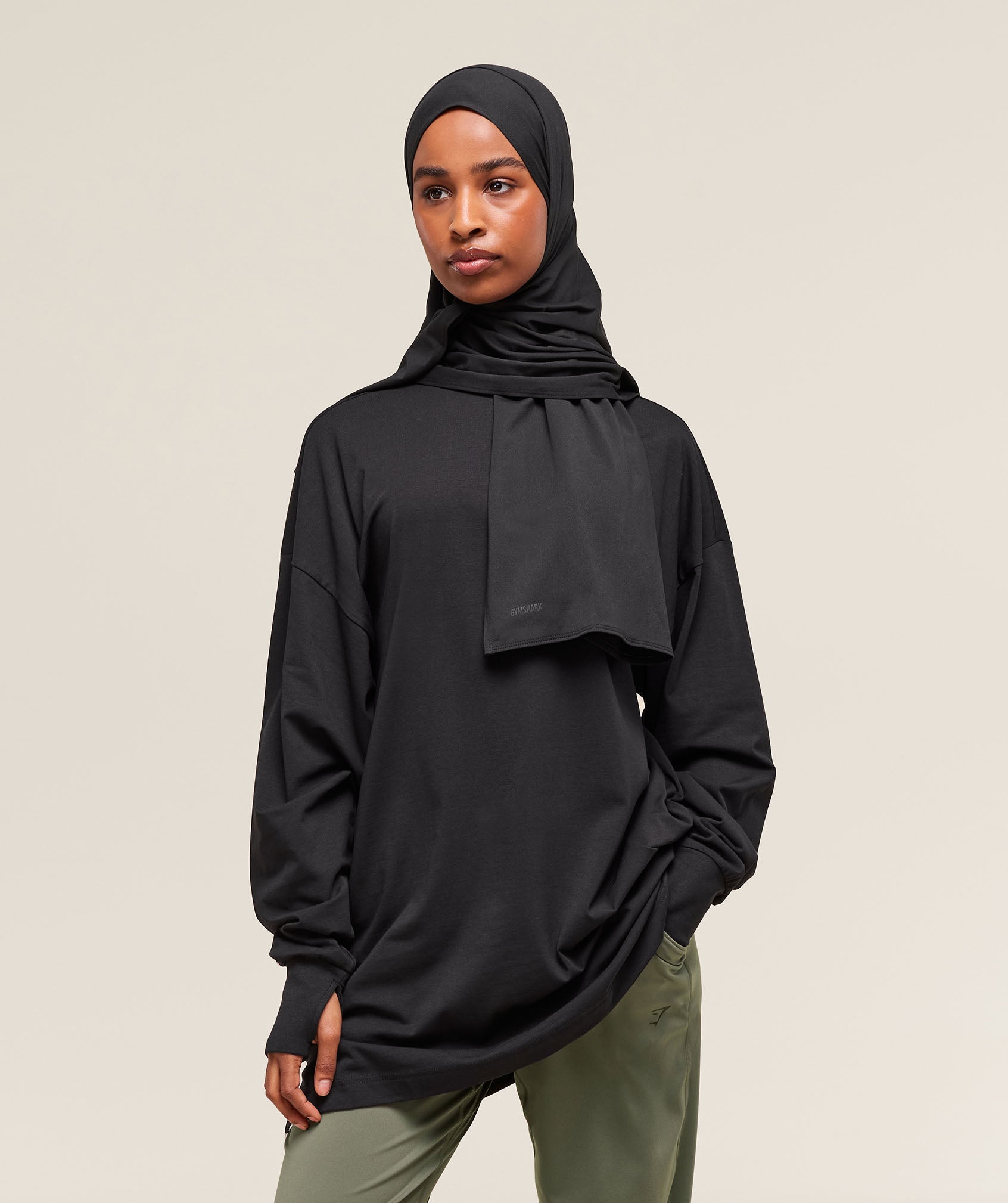 Covered Longline Cotton Long Sleeve Top Oversized Fit