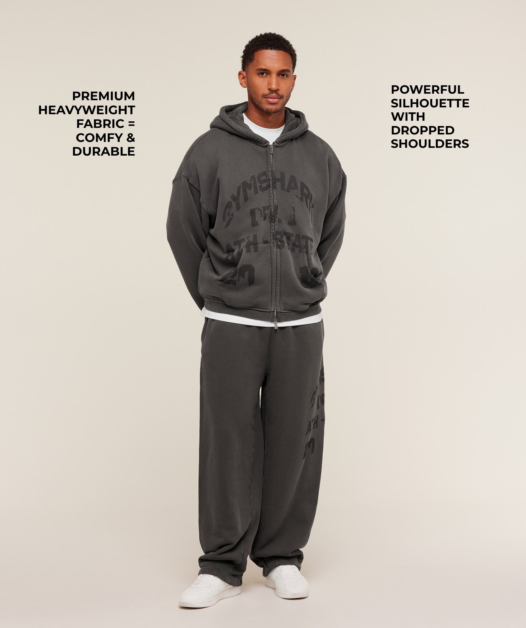 Alternative view of Collegiate Washed Zip Up Hoodie Oversized Fit