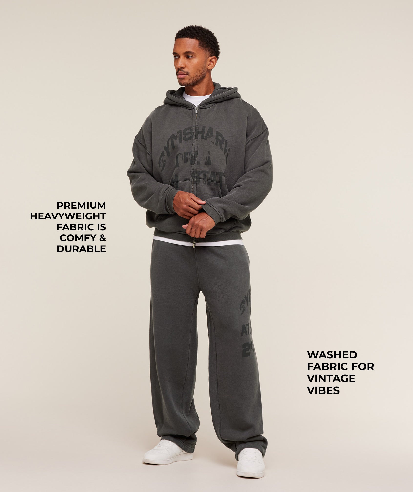 Alternative view of Collegiate Washed Wide Leg Joggers Oversized Fit