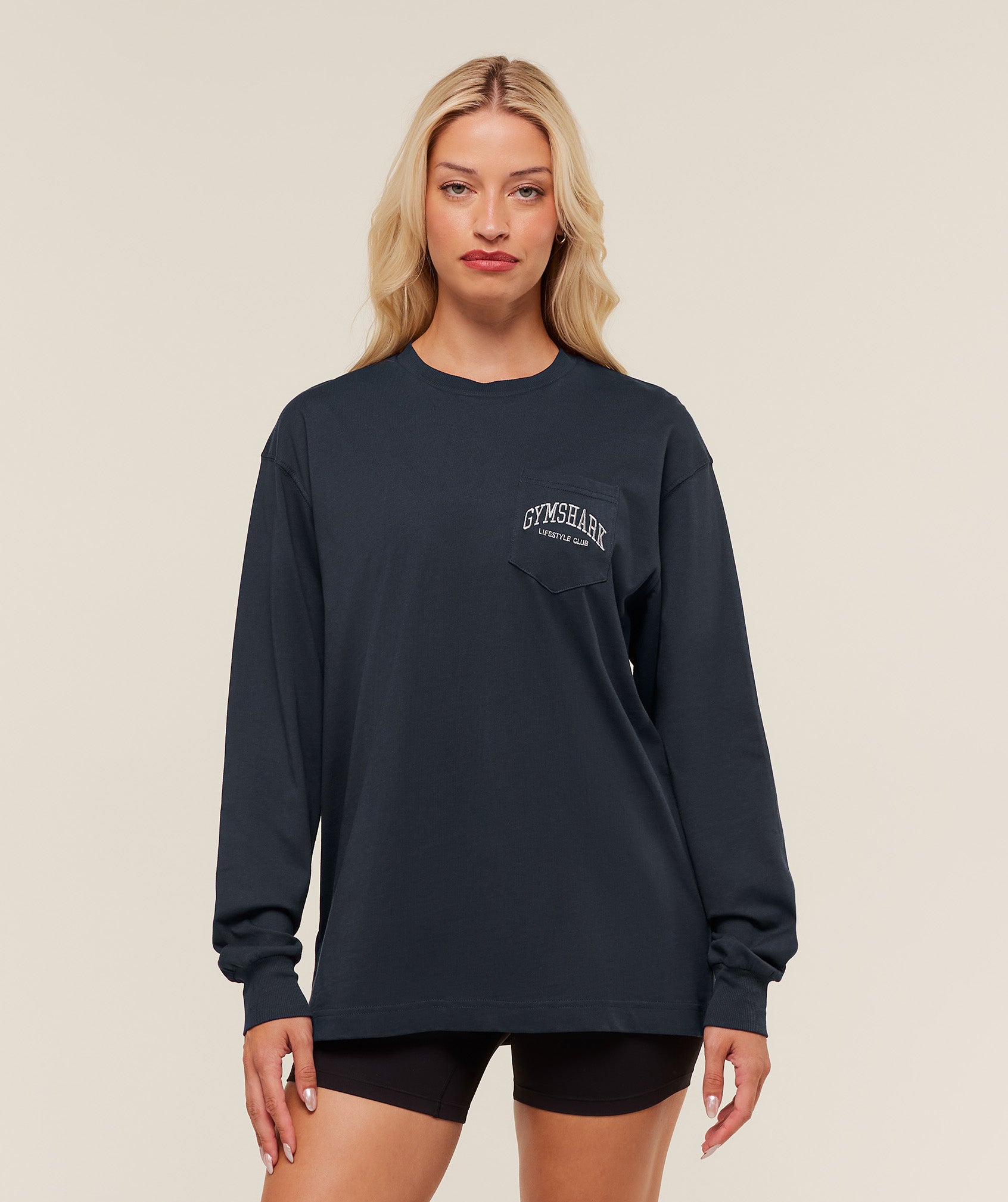 Collegiate Graphic Long Sleeve T-Shirt Oversized Fit