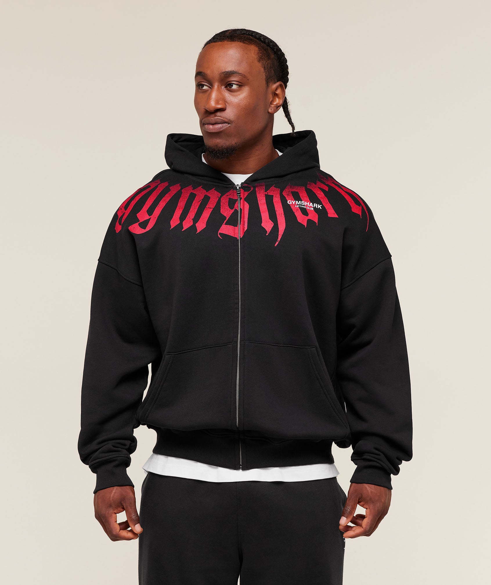 Fade Graphic Zip Up Hoodie Extreme Oversized Fit