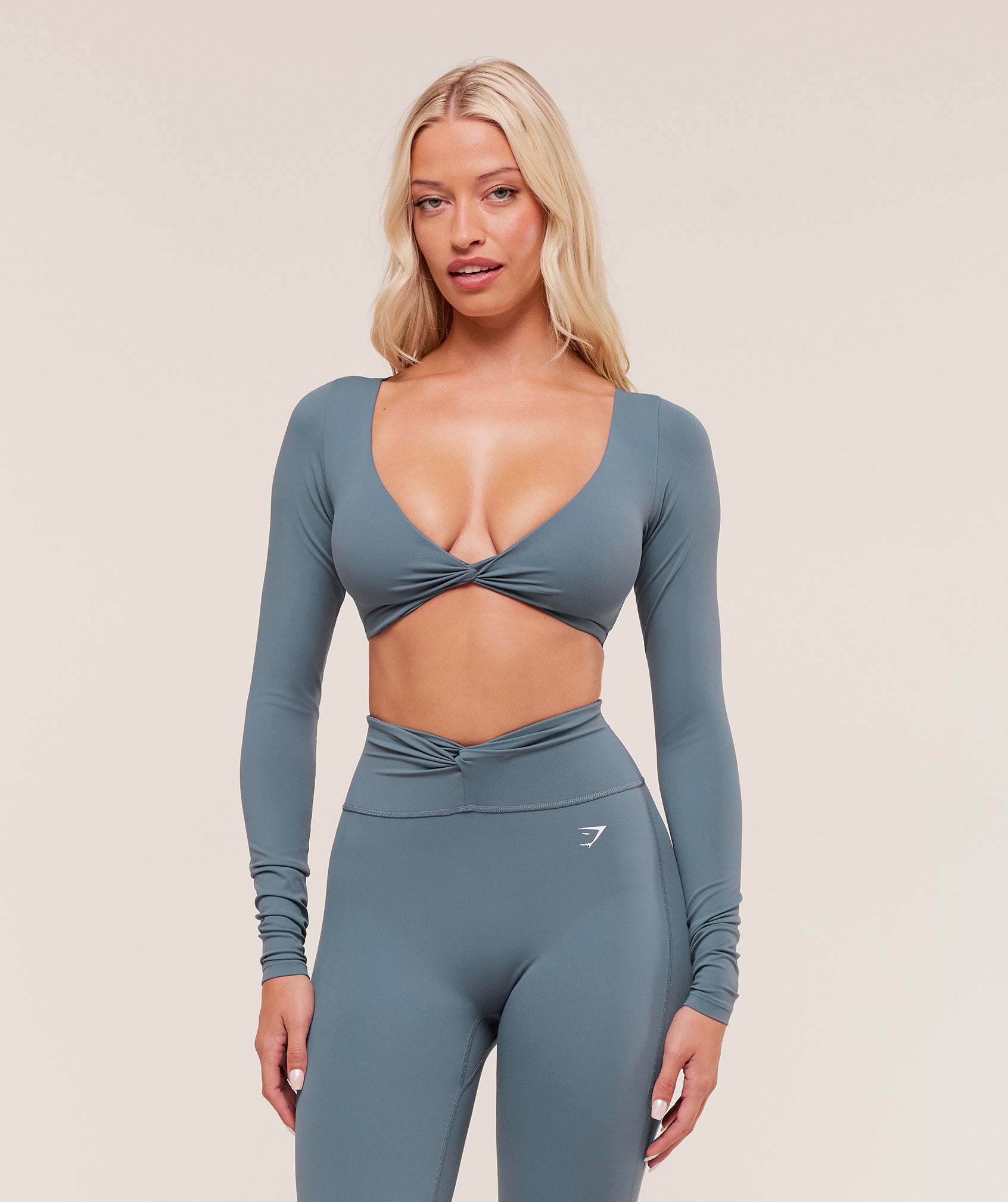 Twist Front Long Sleeve Crop Top