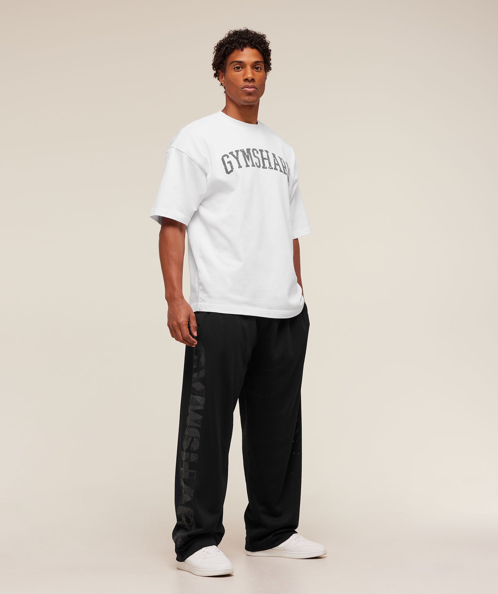 Graphic Wordmark Mesh Wide Leg Pants Oversized Fit - Image 6