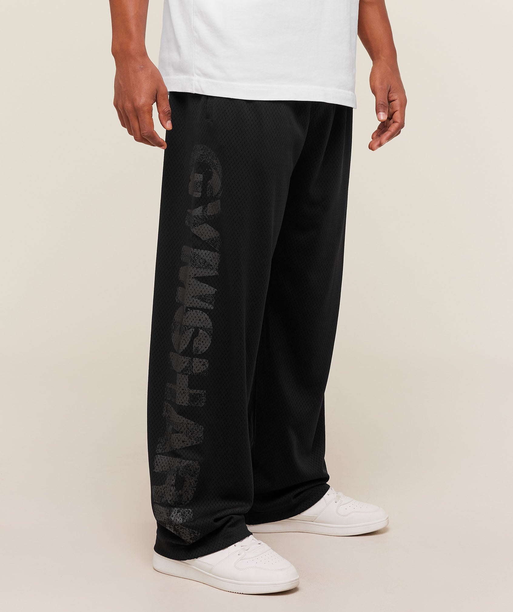 Graphic Wordmark Mesh Wide Leg Pants Oversized Fit - Image 3